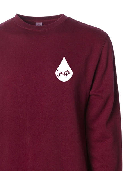 Blood Drop: MLT on a Maroon sweatshirt