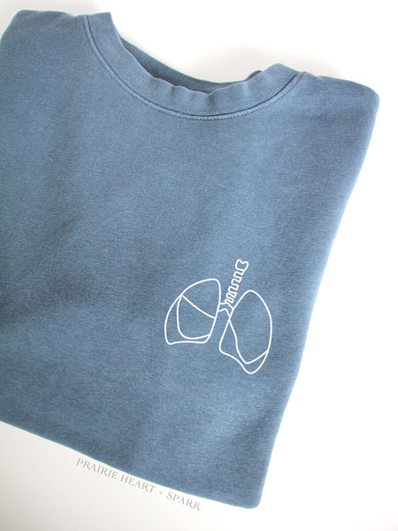 The Organs: Lungs on Slate Blue sweatshirt