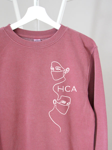 Frontliners: white design with custom HCA on Pink sweatshirt