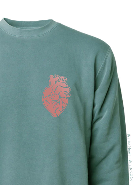 HEART-ology: Rose Gold heart on Alpine Green sweatshirt