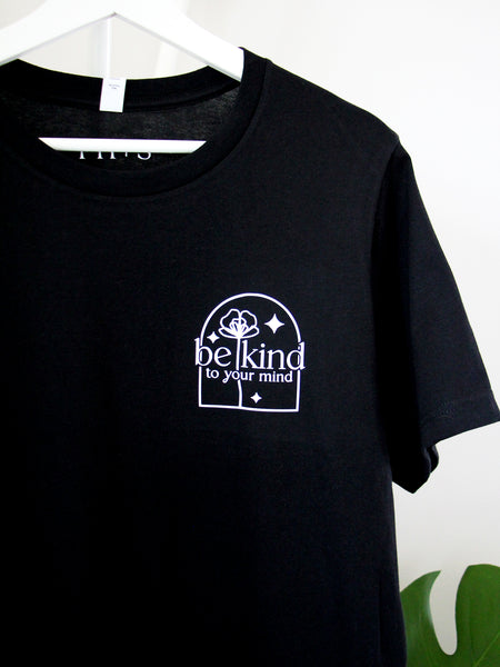 Mental Health Arch: "Be Kind to your Mind" black short sleeve tee