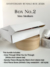 Promotional image of an 'Anniversary Bundle Box 2026' with a medium size, featuring a white box on a light background.