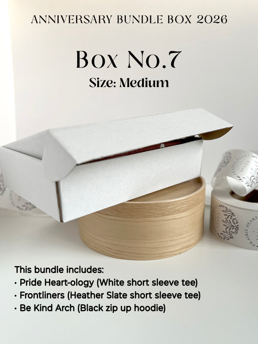 Promotional image of an 'Anniversary Bundle Box 2026' with a medium size, featuring a white box on a light gray background.