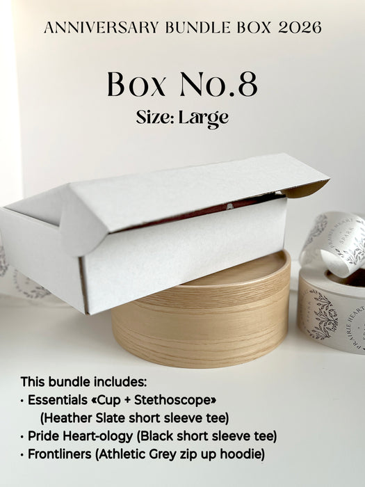 Promotional image of an 'Anniversary Bundle Box 2026' with a large box and items on a white background.