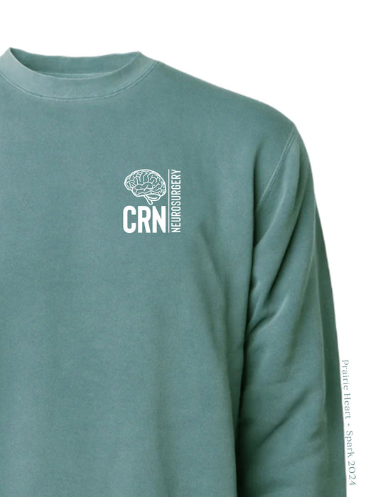 HSC Neurosurgery Block CRN design on an Alpine Green sweatshirt