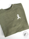 Oncology: "Oncology ribbon" on Army Green sweatshirt