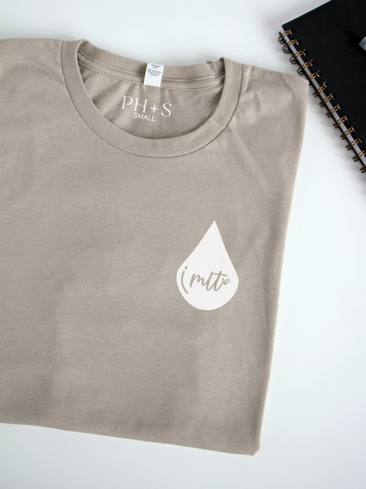 Blood Drop on Heather Tan short sleeve tee
