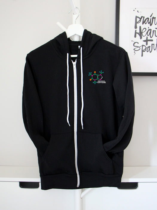 Caffeine Molecule on Black zip up hoodie