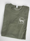 Cred Arch: "LPN" on Military Green long sleeve