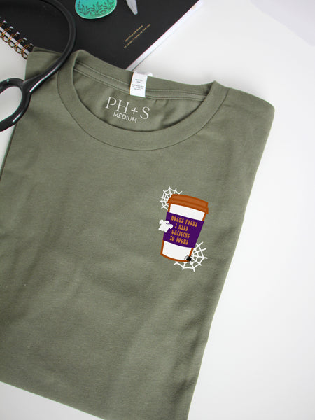 Hocus Pocus Caffeine on Military Green long sleeve