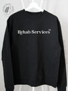Flock Your Creds: Black sweatshirt with "Rehab Services - RA" 