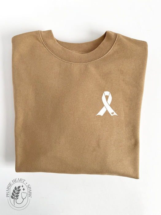 Oncology: "Oncology ribbon" on Sand sweatshirt