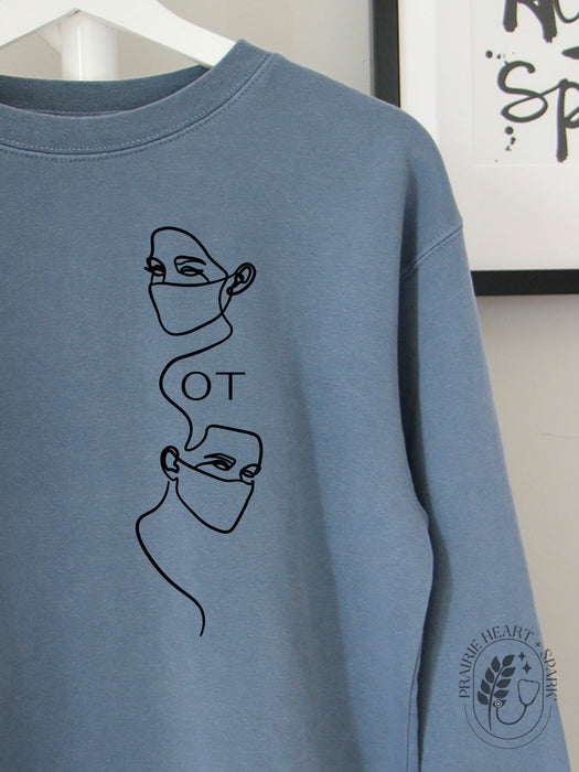 Frontliners: Slate Blue sweatshirt with "OT"