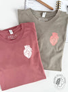 HEART-ology: Mauve long sleeve (white heart) & Stone long sleeve (rose gold heart - mock up)
