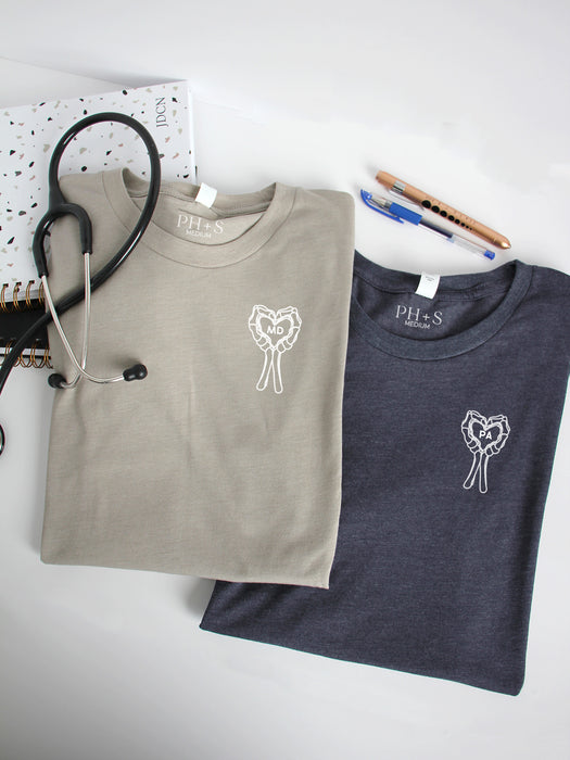 Spooky Heart on Stone & Heather Navy long sleeve shirts.