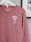 Spooky Heart on Mauve long sleeve