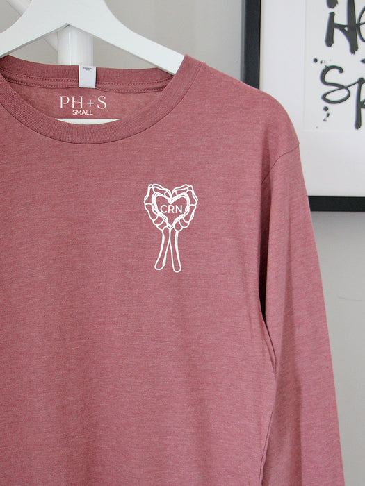 Spooky Heart on Mauve long sleeve