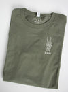 Spooky Peace on Military Green long sleeve