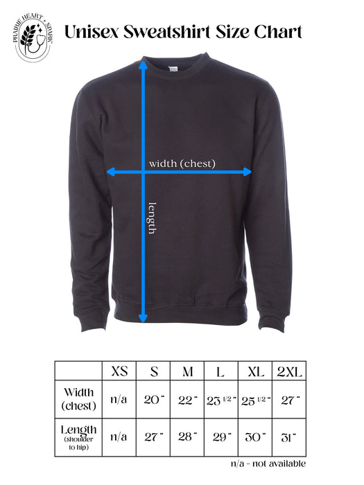 Unisex Sweatshirt Size Chart