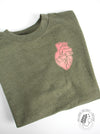 HEART-ology: Army Green sweatshirt with rose gold heart (mock up)