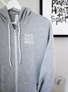 Mental Health: "Mental Health Matters heart" on Athletic Grey zip up hoodie