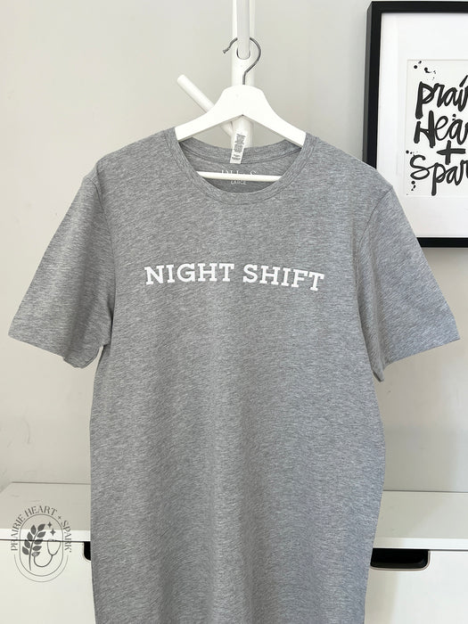 Night Shift: Athletic Grey short sleeve tee