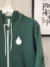 Blood Drop: Heather Forest zip up hoodie