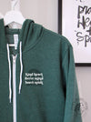 Kind Fierce Brave: Heather Forest zip up hoodie with black arches