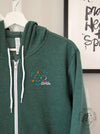 Caffeine Molecule on Heather Forest zip up hoodie