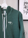 nursescope: Heather Forest zip up hoodie "NP"