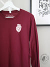 HEART-ology: Maroon long sleeve (white heart)