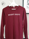 Night Shift: Maroon long sleeve