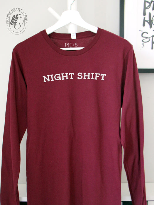 Night Shift: Maroon long sleeve
