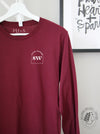 Cred Arch: "SW" on a Maroon long sleeve