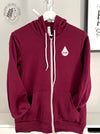 Blood Drop: MLA on Maroon zip up hoodie