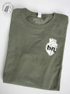 HEART-ology: Military Green long sleeve (white heart with "BN")
