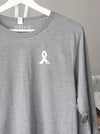 Oncology: "Oncology ribbon" on a Grey long sleeve tee