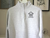 Ash Grey quarter-zip sweatshirt with Home Care case coodinator logo in black design