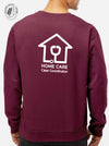Maroon sweatshirt with 'Home Care Case Coordinator' logo on the back in white
