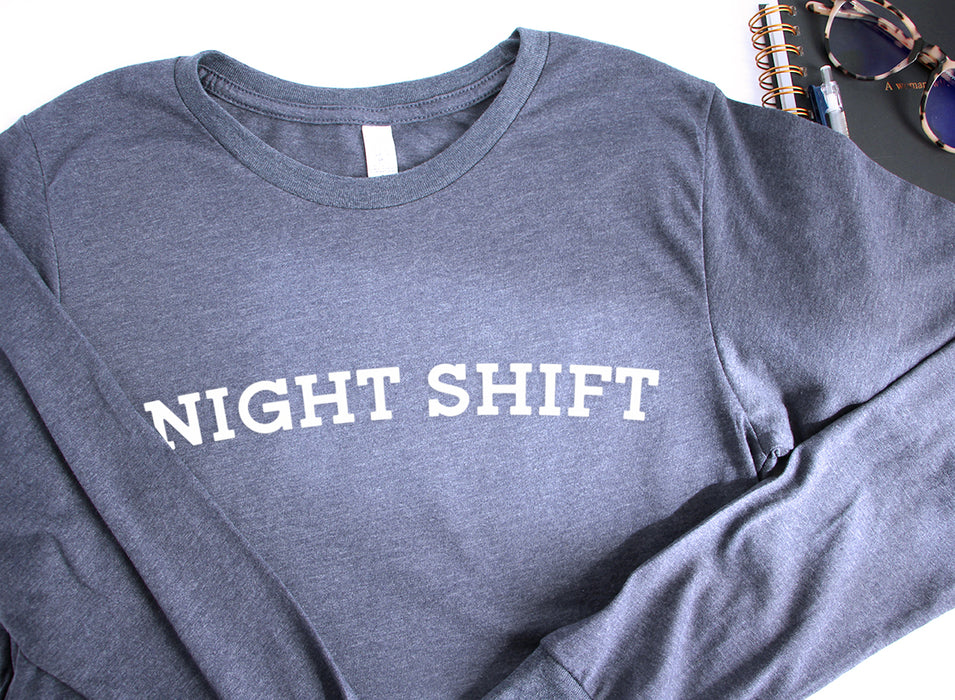 Night Shift: Heather Navy long sleeve